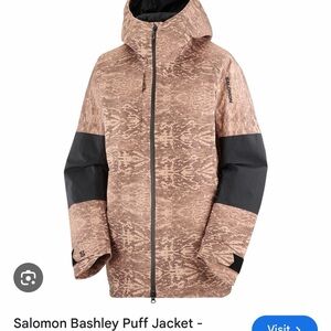 Salomon Hooded Puff Jacket in Rose Taupe with Black Panels